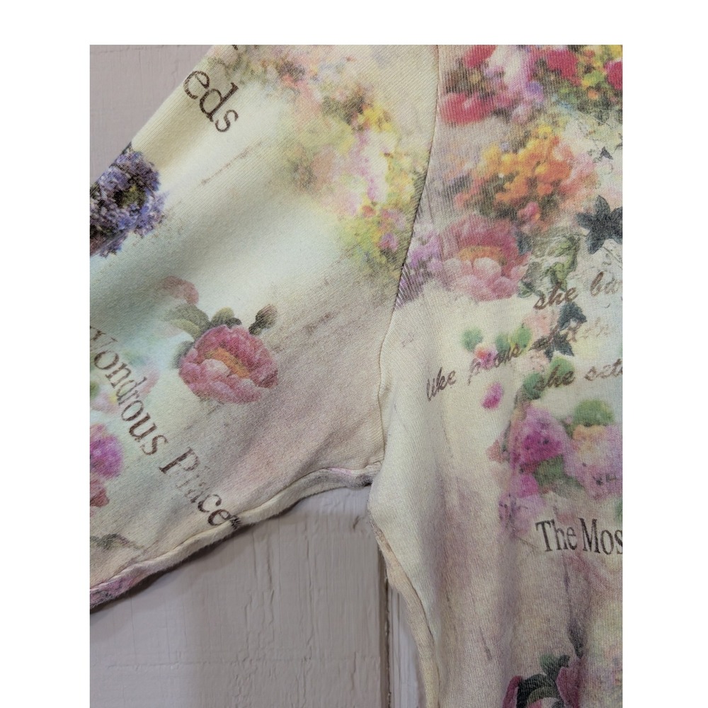 Vintage Y2K Garden Seeds Top Cottagecore Floral Birdhouse Print Fairy XL - Picture 7 of 14